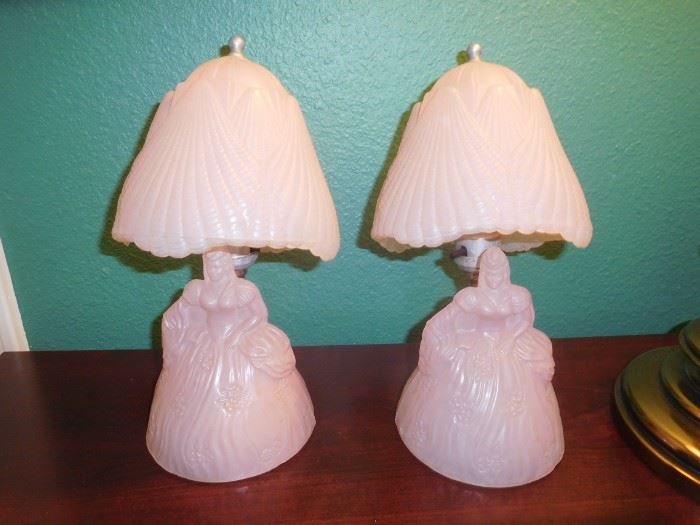 Pair of Art Deco glass lamps