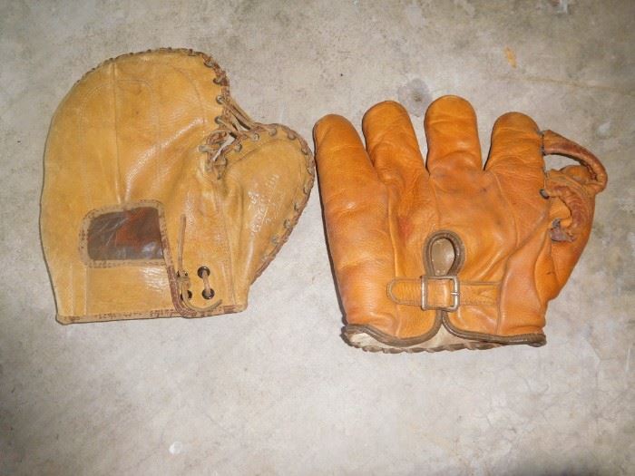 Antique baseball gloves