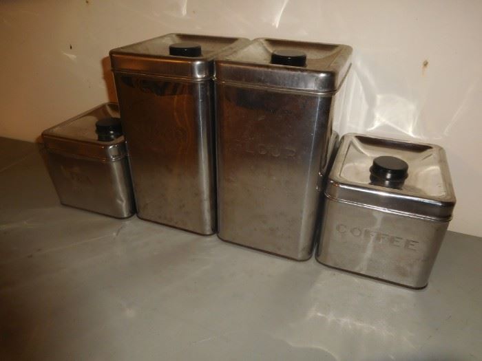 Mid Century chrome canister set