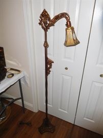 Art Deco floor lamp rewired with stained glass shade