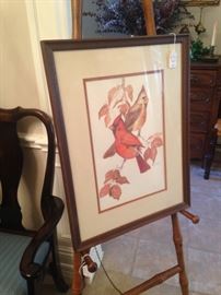 Cardinal art and easel 