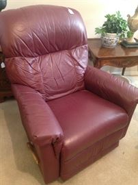 Burgandy leather recliner