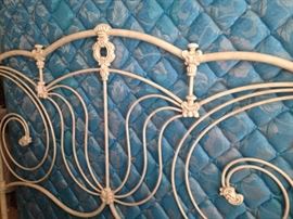 Antique white iron headboard