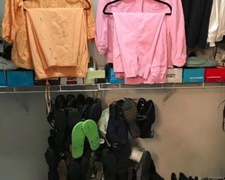 We have ladies shoes, shoes and more shoes size 8.5 - 9. Most are in like new condition. This picture doesn't begin to show how many we have. Pictures will be posted to show the styles. Sandles, heels, slip-ons, casual wear....if this is your size, you will not want to miss this sale! Also.....so many pairs of Capris in various colors, lot of them still have new tags showing original price of $48. Don't worry ladies, these will be sold at amazingly good prices. Most clothes have been sizes XL to XXXL. I will update if Capri sizes are different.