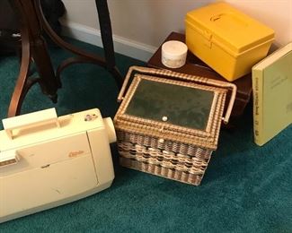 Sewing machine, sewing basket, sewing book and more