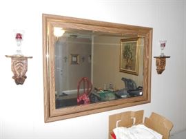 Sconce pair and wall mirror