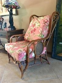 Bamboo Wing Chair, one of pair