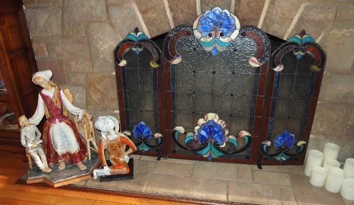 Stained glass fire screen