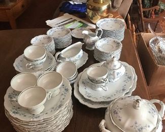 Haviland "Blue Garland" 12 place setting china with serving pieces.