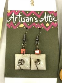 ARTISANS ATTIC-STERLING SILVER EARRINGS WITH NATURAL STONES