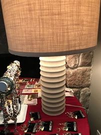 STONE LAMP WITH CREAM SHADE-2 AVAILABLE