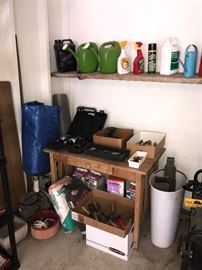 WOODEN TOOL TABLE AND TOOLS