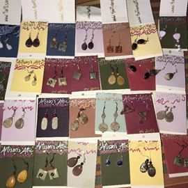 ARTISANS ATTIC-STERLING SILVER EARRINGS WITH NATURAL STONES