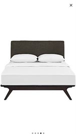 BROWN MODERN QUEEN SIZE MODWAY TRACY BED WITH MATTRESS