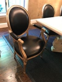 Set of eight Nancy Corzine Louis XVI Style Dining Chairs. Set comprising of six side chairs and two arm chairs.