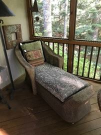 Lloyd Loom by Lloyd Flanders wicker chaise lounge.