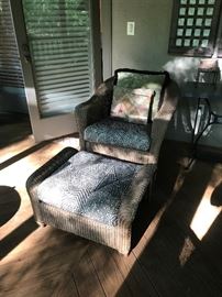 Lloyd Loom by Lloyd Flanders wicker chair and ottoman.