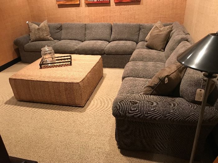 Large R. Jones sectional sofa and Henredon sisal ottoman.