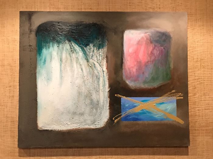 Large abstract oil on canvas by Phyllis Franco.