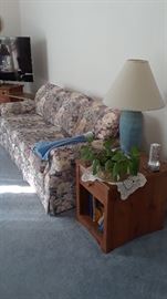 Floral sofa and set of side tables