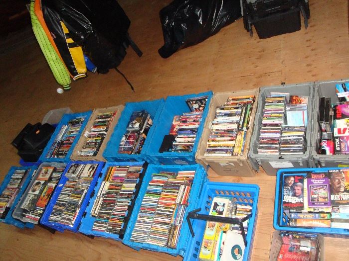OVER 1500 DVDS CDS MANY MANY SEALED ONES AND PRE OWNED ONES THIS WILL NOT BE OUT FOR THIS SALE  IF INTERESTED AS FOR ROB MUST TAKE IT ALL BINDS NOT INCLUDED 