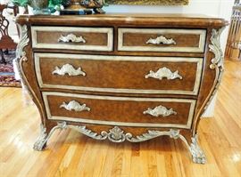 Ornate Claw Footed, Imperial Style Bachelor's Chest With 4 Drawers And Scallop Accents, 37" x 48" x 24"