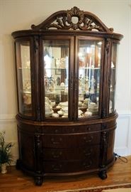 Pulaski China Cabinet With Curved Glass, 4 Drawers And 2 Side Cabinets, 94" x 68" x 21"