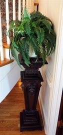 Metal Victorian Style Plant Stand With Lion Head Door Knocker Accents, 45.5" x 13" x 13"