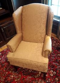 Heritage House Upholstered Wingback Chair With Carved Wood Ball And Claw Feet, 45" Tall, Qty 2