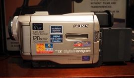 View Point Film And Slide Converter, Projecta Scope And Sony DIgital HandiCam Model #DCRTRV Includes Leather Carrying Case And Additional Tapes