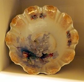 Dresden Porcelain Pitcher Made In China, Bavarian Hand Painted 11" Bowl And 9" Footed Bowl