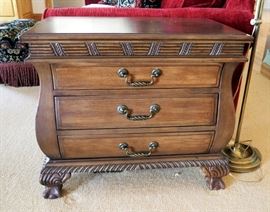 3 Drawer Imperial Style End Table With Ball And Claw Feet, 25" x 28" x 16.5