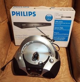 Philips DVD Player, New In Box And DuraBrand Am/Fm CD Player