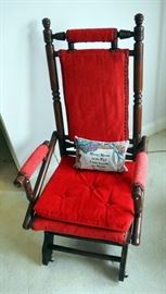 Antique Solid Wood Spring Rocker With Front Casters, 42" Tall