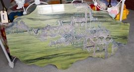 Large Indonesian Faux Stone Art Piece, 32" x 58"