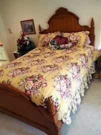 Stanley Queen Sized Solid Wood Bed, With Sleep Number Matress And Box Spring, Head 72"And Foot Board 32" With Ralph Lauren Bedding