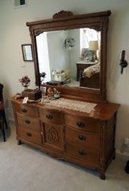 Stanley Solid Wood Dresser With Beveled Glass Mirror, 9 Drawers, 81" x 64" x 20"
