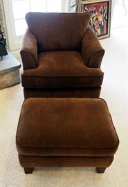 Lay-Z-Boy Upholstered Micro Fiber Chairs With Matching Foot Stools, Qty 2 Each