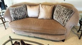 Schnadig Contemporary Upholstered Sofa With Throw Pillows, 34" x 88" x 38"