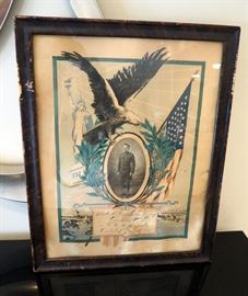 Framed Enlistment Certificate For Private William George McClane 104th US Infantry A Company July 10, 1917, 17.5" x 14"