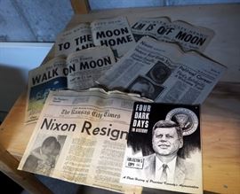 1969 Kansas City Star Commemorative Moon Landing Editions And Nixon Resignation Headlines And Pres. Kennedy Collectors Book