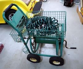 Heavy Duty Garden Cart With Hose Reel Includes Garden Hose And Spray Nozzles