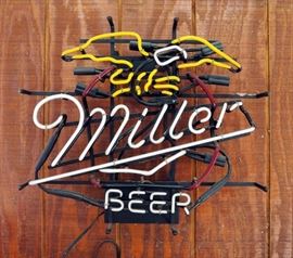 Miller Beer Electric Neon Bar Sign, Powers Up