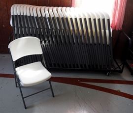 LifeTime Folding Chairs Qty 25, With Rolling Chair Caddy