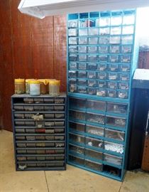 Hardware Organizational Cabinets With Drawers, Contents Included