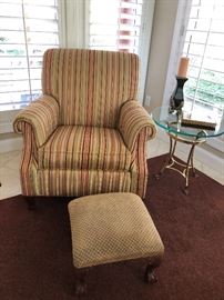Ethan Allen a poster chair and footstool $260 glass top side table $60