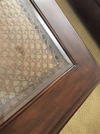 Solid wood glass top coffee table $130