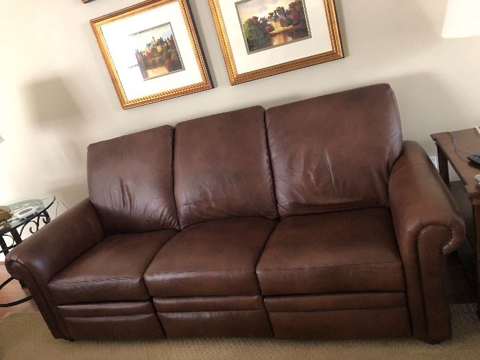 One of two available Ethan Allen leather sofas with recliners $1400 each… Practically new from a smoke free pet free home