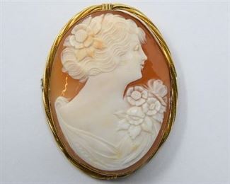 2. Antique 10K Yellow Gold and Shell Cameo Pin