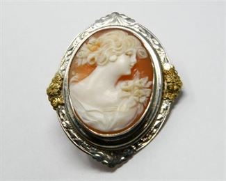 8. Antique Silver Cameo Pin